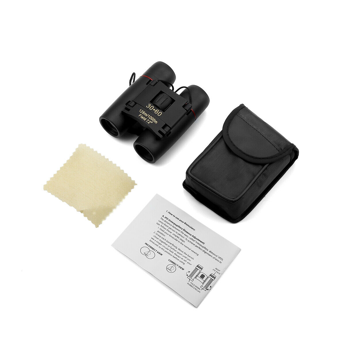 Binocolo Compatto 30x60 Professionale Pieghevole con Custodia