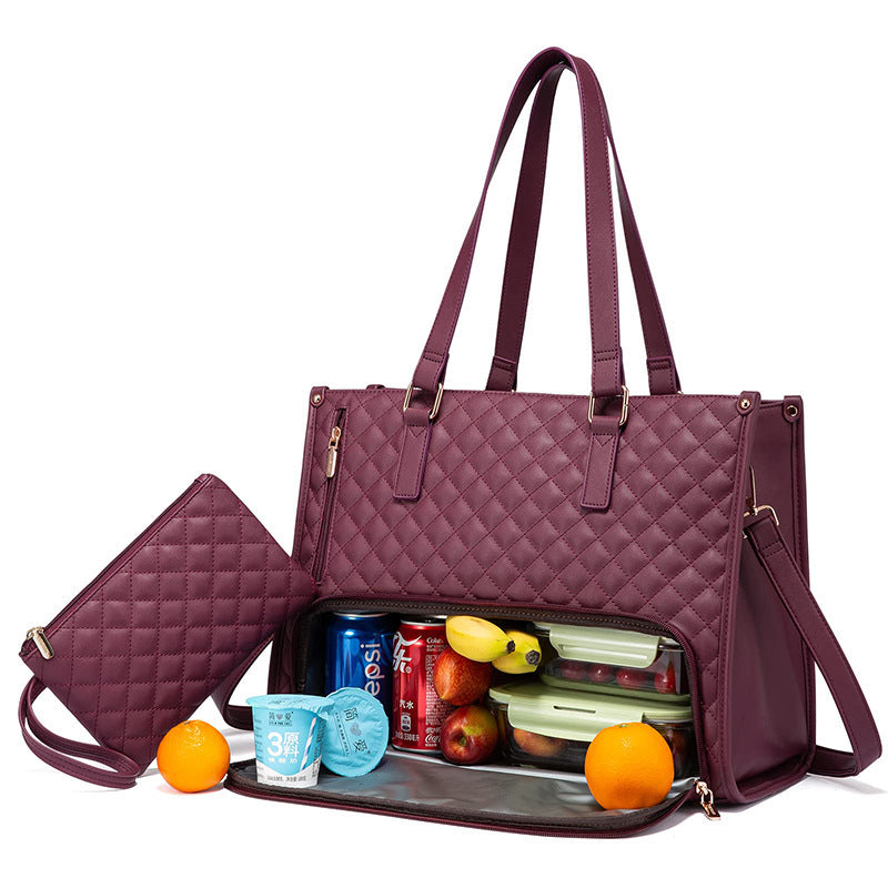 Borsa Termica Trapuntata 2-in-1 Donna con Portafoglio - Lunch Bag e Laptop Bag