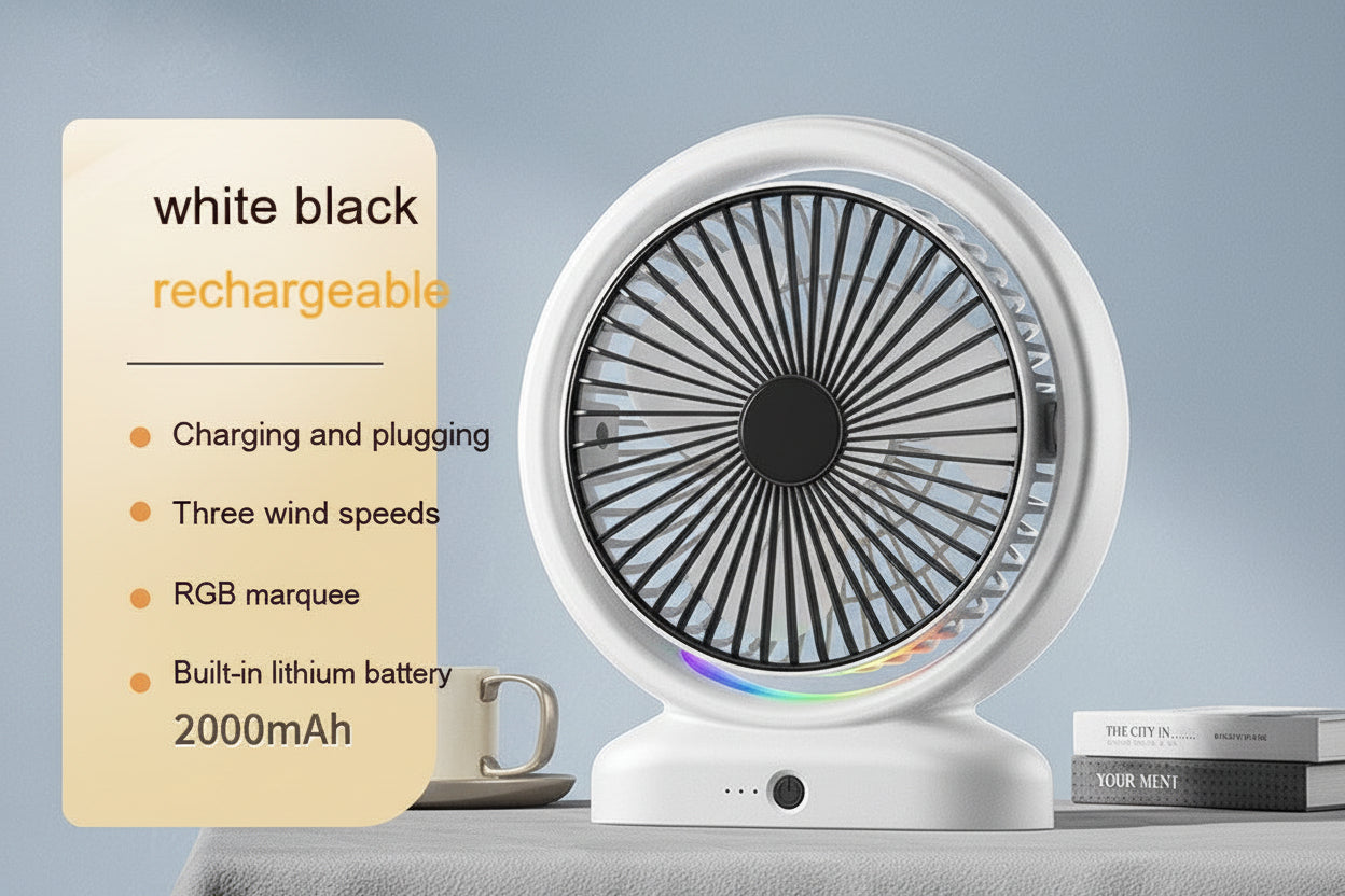Ventilatore da Scrivania USB Ricaricabile Silenzioso