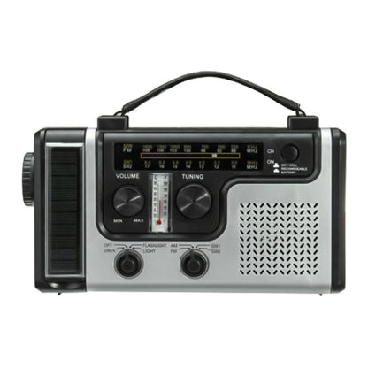 Radio Multibanda AM FM SW Solare con Manovella - Power Bank, Termometro, Torcia e Lampada Lettura