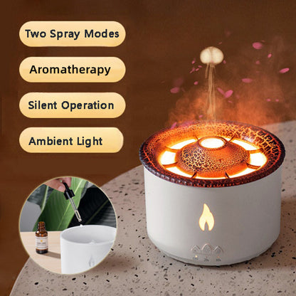 Umidificatore Ultrasonico Effetto Fiamma - Diffusore Aromi con Luce LED 350ml