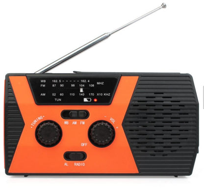 Radio Solare 5 in 1 con Manovella - Torcia LED, Power Bank, Allarme e Meteo AM/FM/NOAA