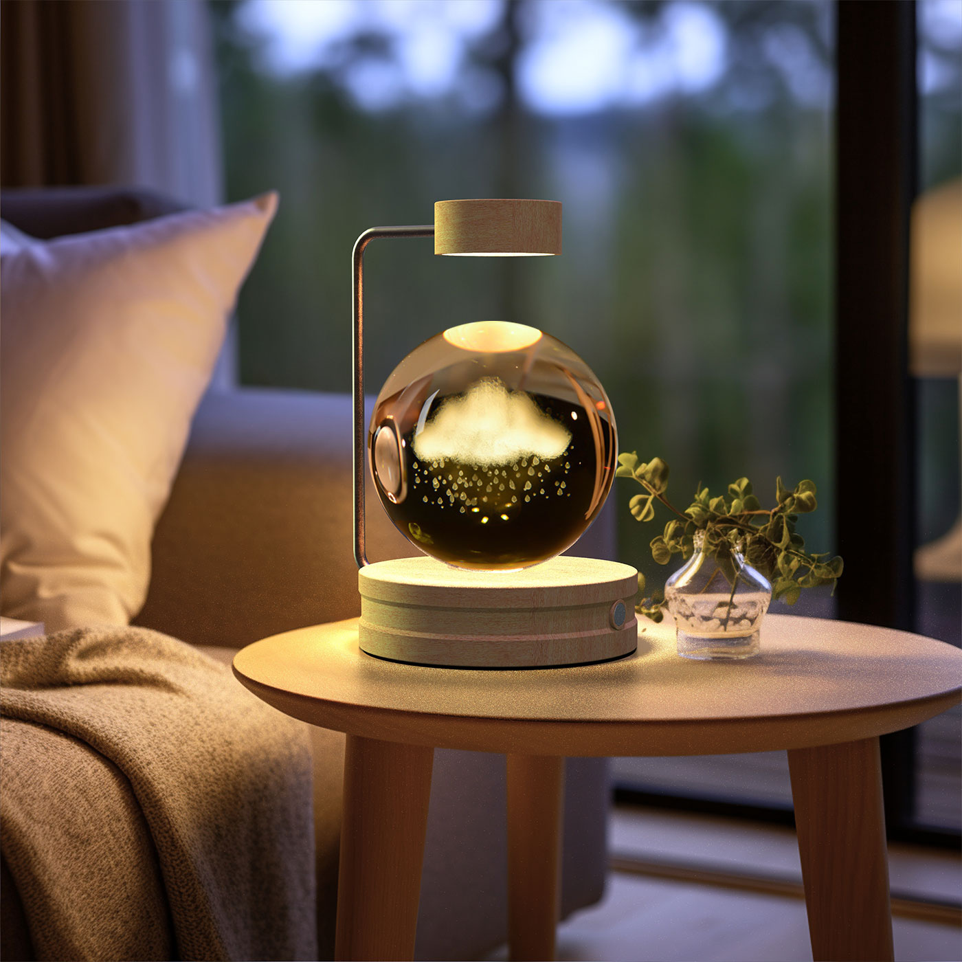 Lampada Notturna Sfera Cristallo 3D - Luce LED USB Decorativa da Comodino