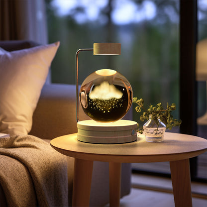 Lampada Notturna Sfera Cristallo 3D - Luce LED USB Decorativa da Comodino