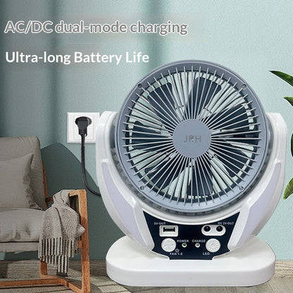 Ventilatore Solare da Scrivania con Ricarica USB e Lampada LED