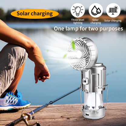 Lanterna Campeggio Solare LED con Ventilatore Ricaricabile