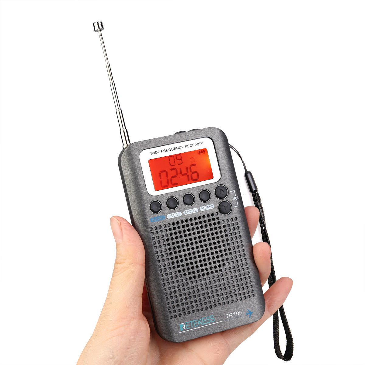 Radio Portatile Multibanda Digitale - Banda Aviazione AIR, FM, AM, SW, CB, VHF - 300 Canali Memorizzabili