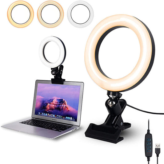 Ring Light Professionale con Clip da Tavolo - Luce LED Regolabile