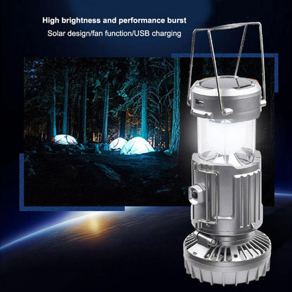 Lanterna Campeggio Solare LED con Ventilatore Ricaricabile