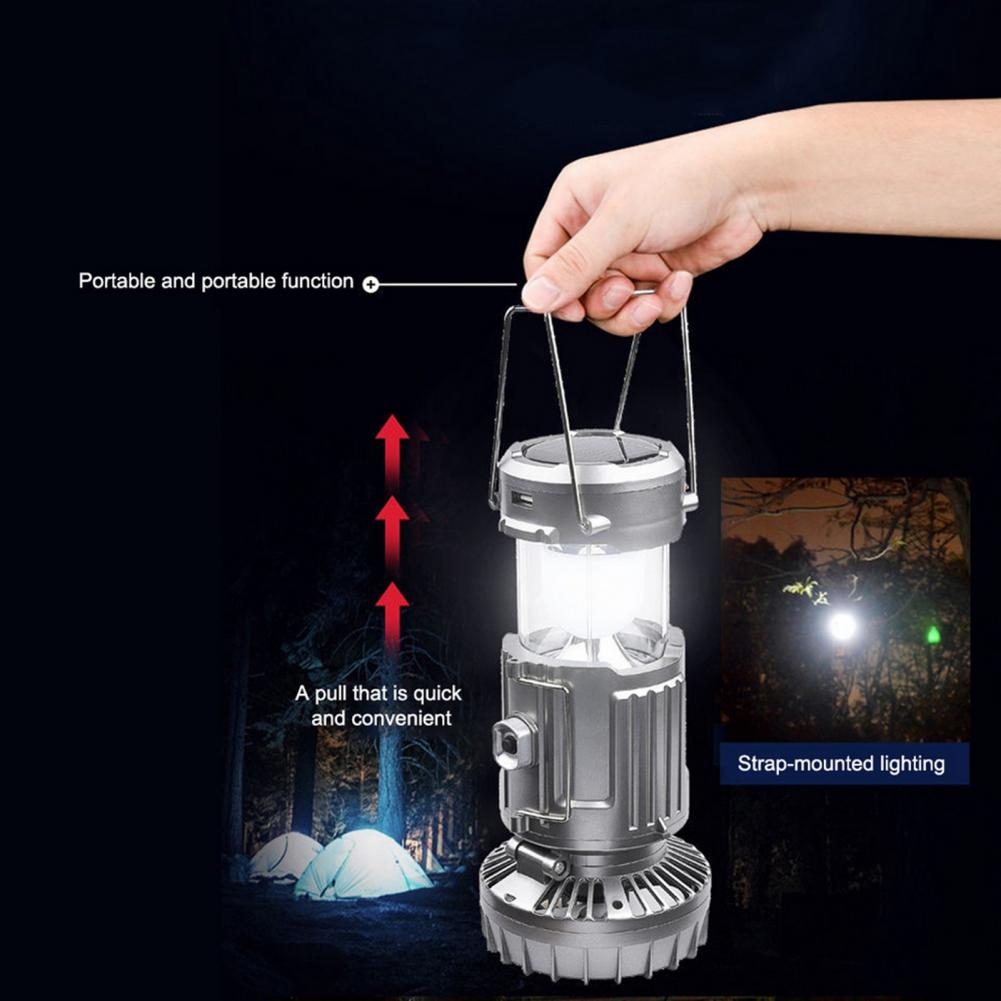 Lanterna Campeggio Solare LED con Ventilatore Ricaricabile