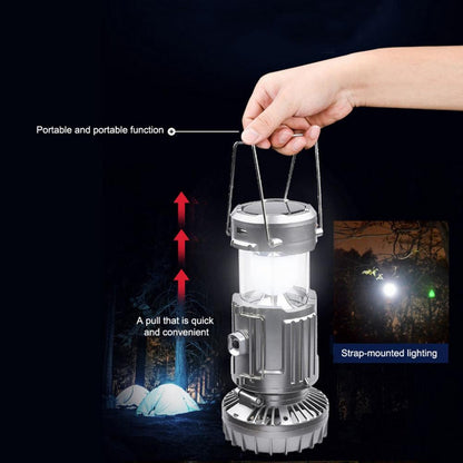 Lanterna Campeggio Solare LED con Ventilatore Ricaricabile