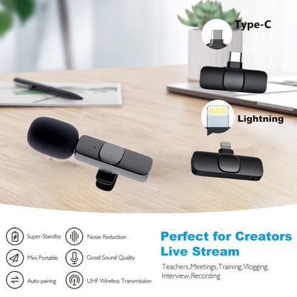 Microfono Wireless Lavalier per iPhone e Android - Audio Professionale