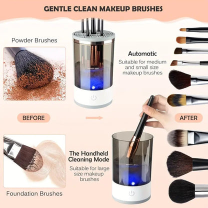 Pulitore Elettrico Automatico per Pennelli Trucco USB Ricaricabile Rotante