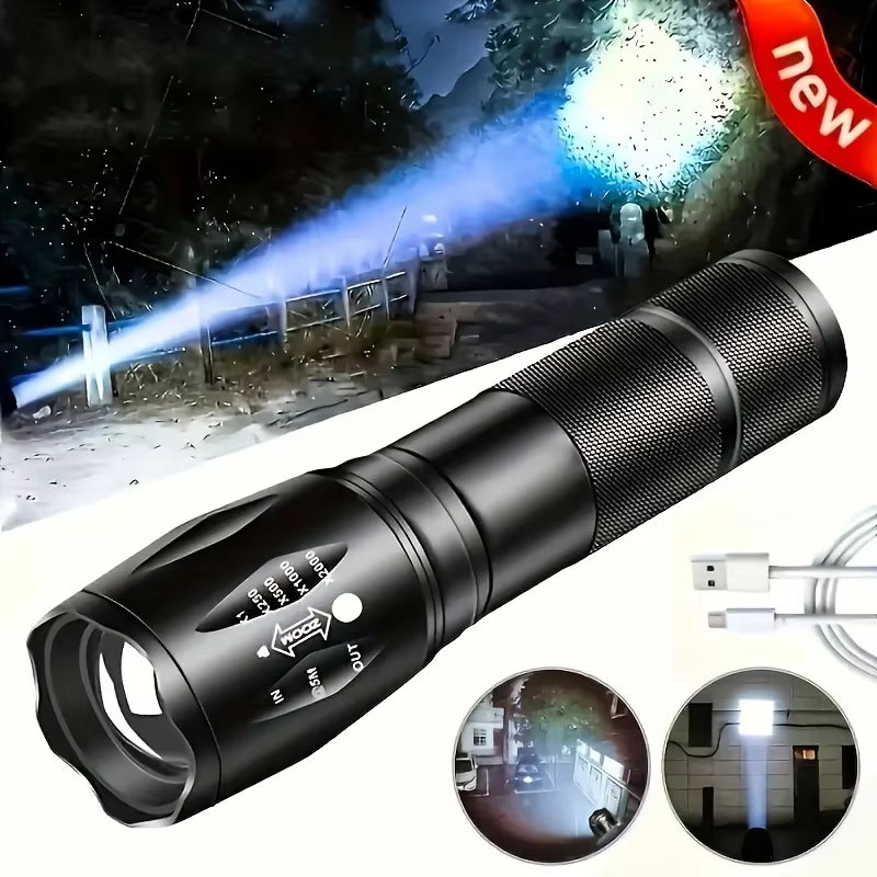 Torcia Tattica LED Professionale - Ultra Potente Zoom 5 Modalità Impermeabile
