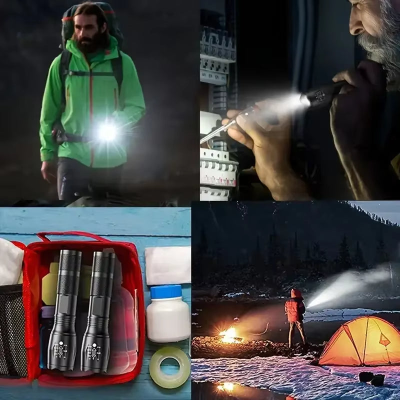 Torcia Tattica LED Professionale - Ultra Potente Zoom 5 Modalità Impermeabile