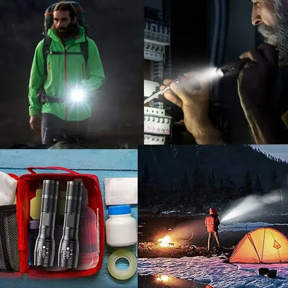 Torcia Tattica LED Professionale - Ultra Potente Zoom 5 Modalità Impermeabile
