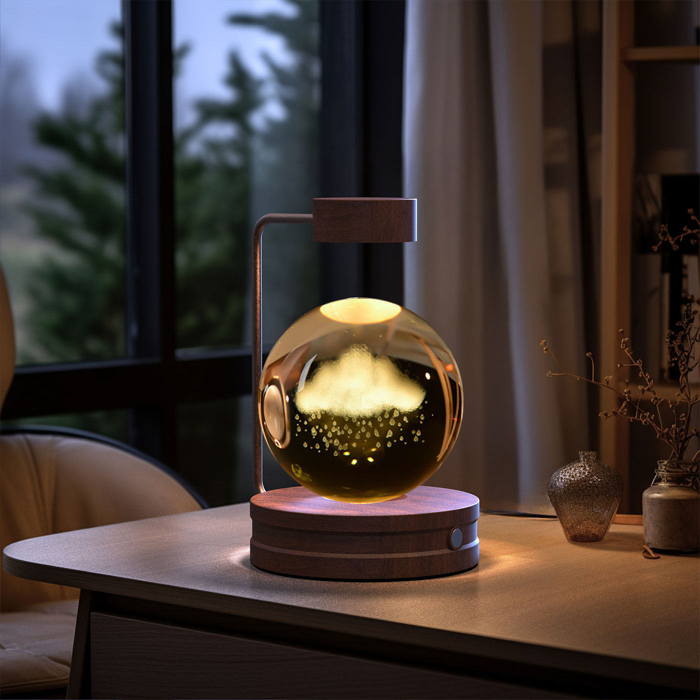 Lampada Notturna Sfera Cristallo 3D - Luce LED USB Decorativa da Comodino