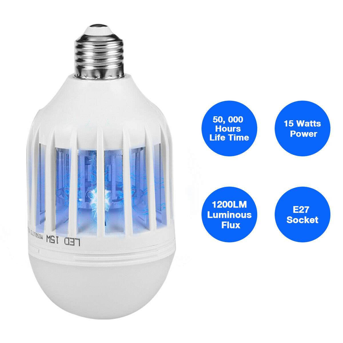 Lampadina LED Antizanzare 2-in-1 E27 15W con Trappola Insetti