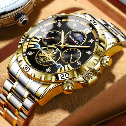 Orologio da Polso Uomo Business Quarzo - Impermeabile Luminoso con Cinturino Acciaio Inox