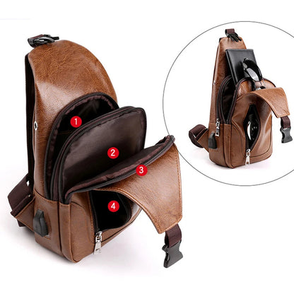 Borsa a Tracolla Uomo in Pelle - Marsupio Vintage Crossbody