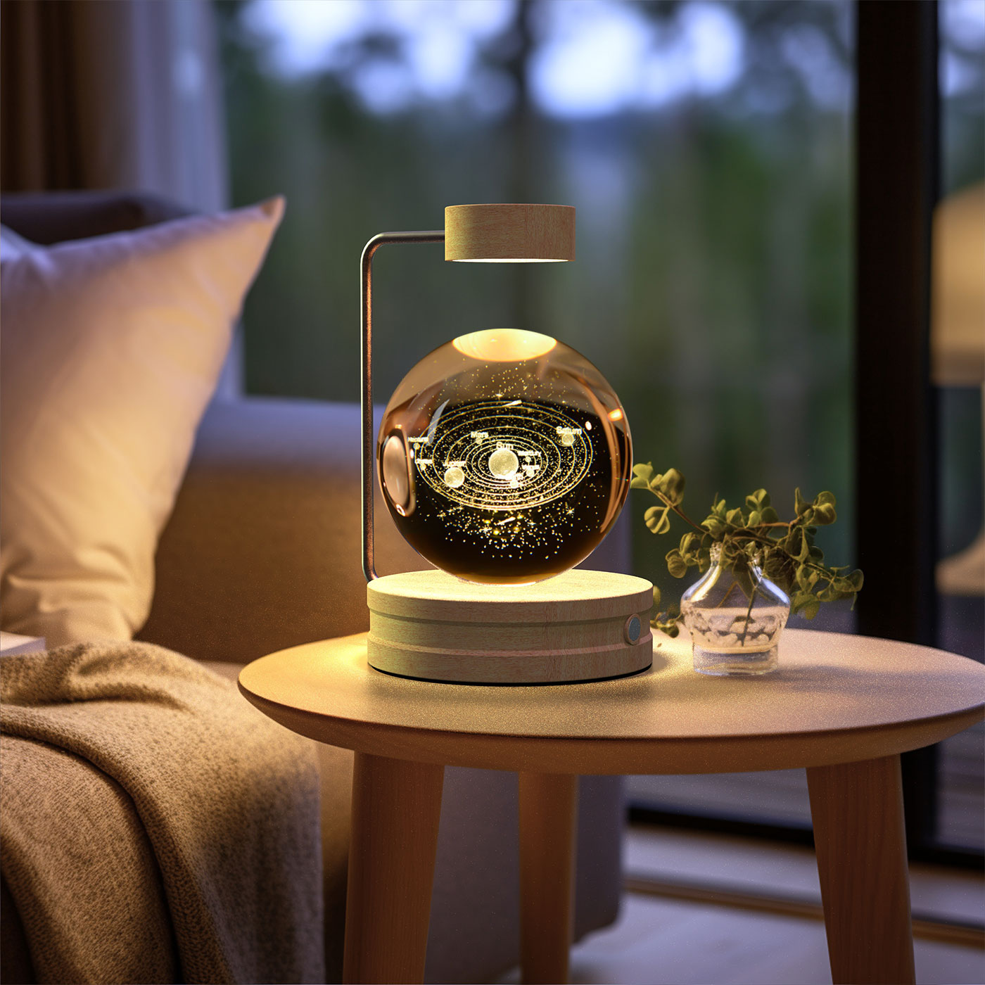 Lampada Notturna Sfera Cristallo 3D - Luce LED USB Decorativa da Comodino