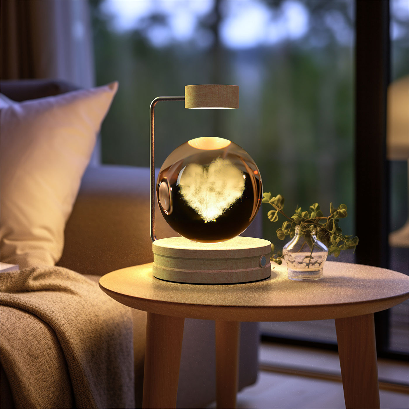 Lampada Notturna Sfera Cristallo 3D - Luce LED USB Decorativa da Comodino