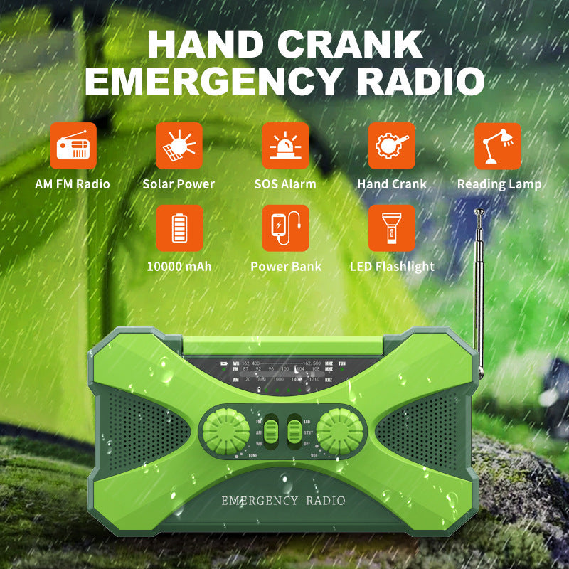 Radio Emergenza Solare Ricaricabile - Torcia LED e Power Bank 10000mAh