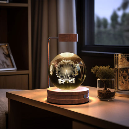 Lampada Notturna Sfera Cristallo 3D - Luce LED USB Decorativa da Comodino