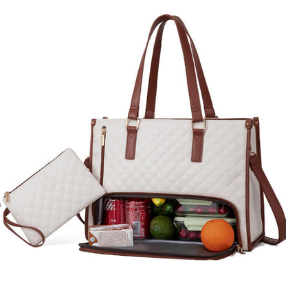Borsa Termica Trapuntata 2-in-1 Donna con Portafoglio - Lunch Bag e Laptop Bag