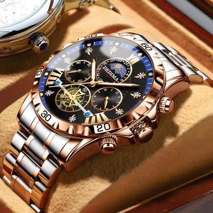 Orologio da Polso Uomo Business Quarzo - Impermeabile Luminoso con Cinturino Acciaio Inox