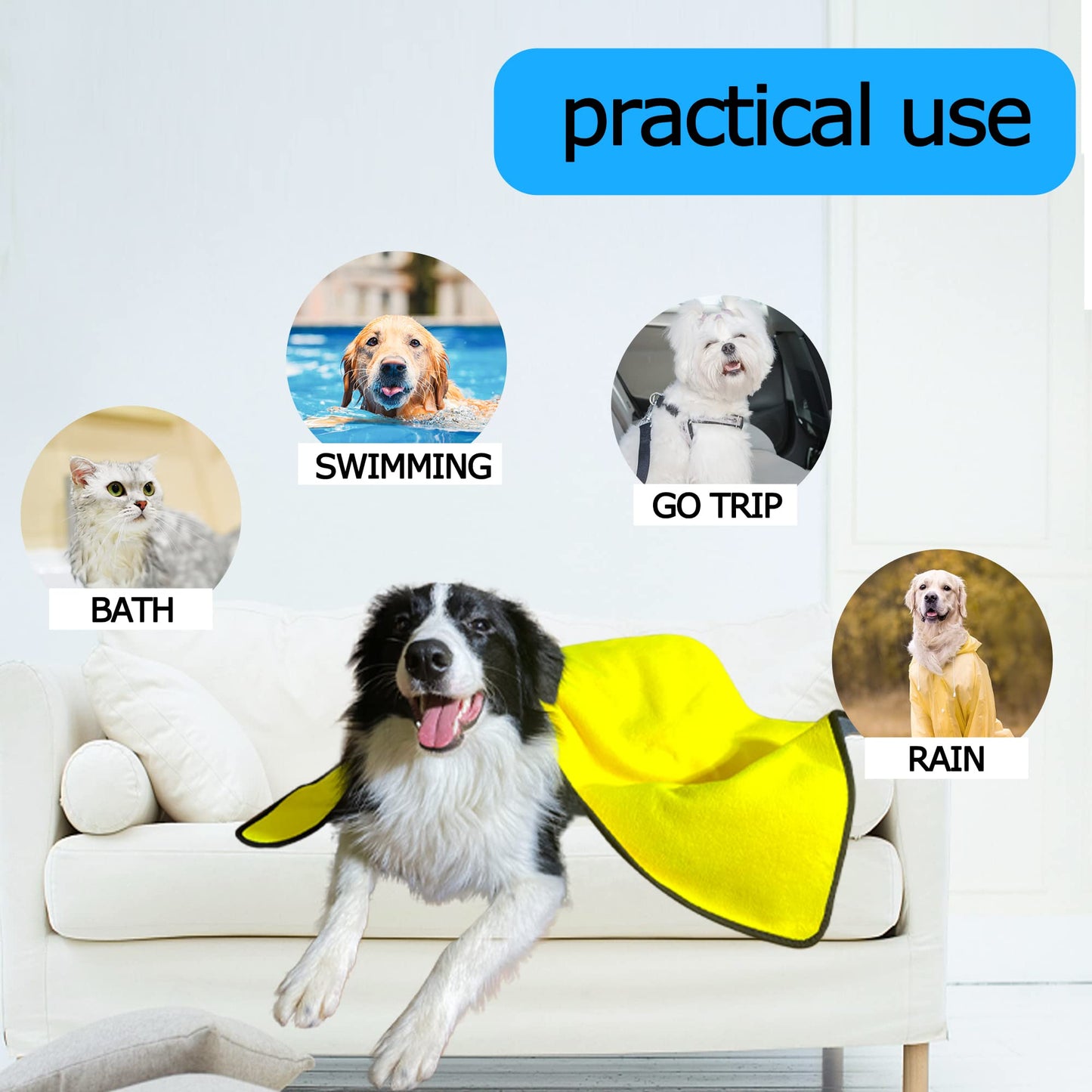 Asciugamano Microfibra Super Assorbente per Cani e Gatti