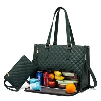 Borsa Termica Trapuntata 2-in-1 Donna con Portafoglio - Lunch Bag e Laptop Bag
