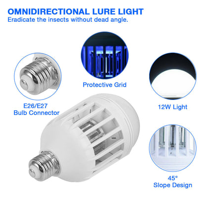 Lampadina LED Antizanzare 2-in-1 E27 15W con Trappola Insetti