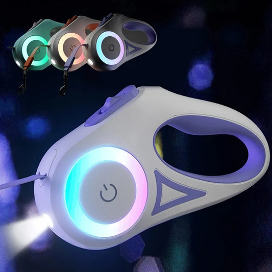 Guinzaglio Retrattile con Luce LED per Cani e Gatti 3M/5M