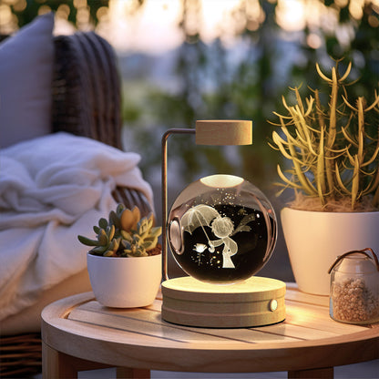 Lampada Notturna Sfera Cristallo 3D - Luce LED USB Decorativa da Comodino