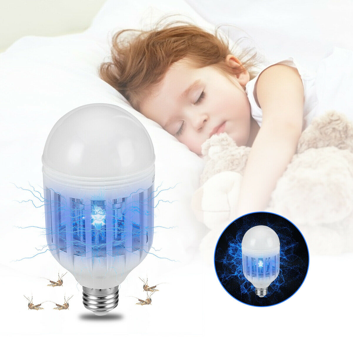 Lampadina LED Antizanzare 2-in-1 E27 15W con Trappola Insetti