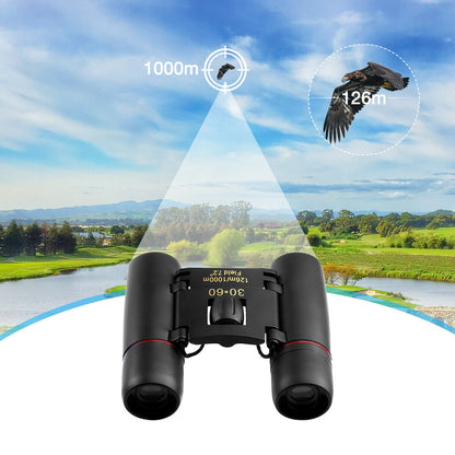 Binocolo Compatto 30x60 Professionale Pieghevole con Custodia