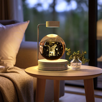 Lampada Notturna Sfera Cristallo 3D - Luce LED USB Decorativa da Comodino