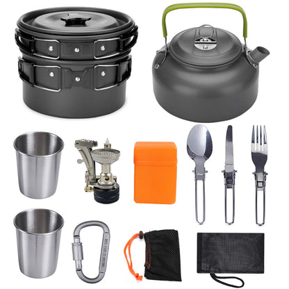 Set Pentole Camping Alluminio 2-3 Persone - Kit Cucina Outdoor Trekking