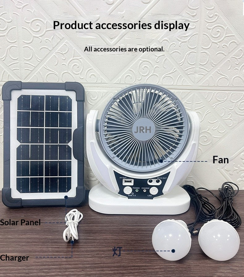 Ventilatore Solare da Scrivania con Ricarica USB e Lampada LED