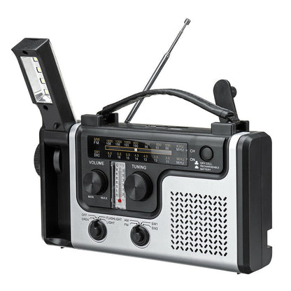 Radio Multibanda AM FM SW Solare con Manovella - Power Bank, Termometro, Torcia e Lampada Lettura