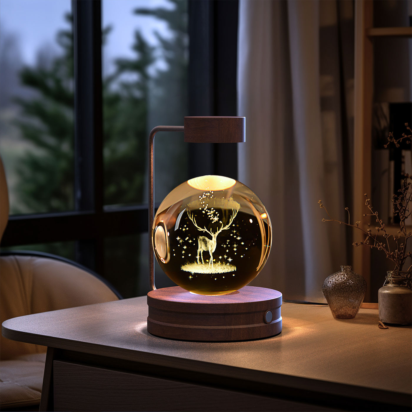 Lampada Notturna Sfera Cristallo 3D - Luce LED USB Decorativa da Comodino
