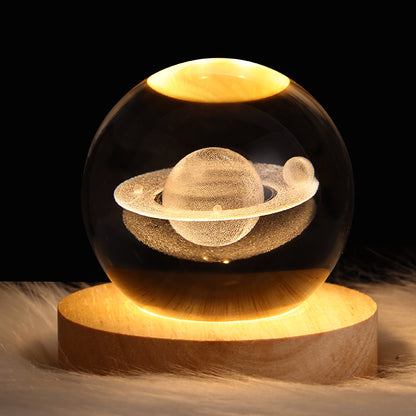 Lampada Notturna Galassia 3D in Cristallo - Pianeti Luna Sistema Solare LED