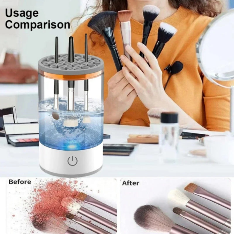 Pulitore Elettrico Automatico per Pennelli Trucco USB Ricaricabile Rotante