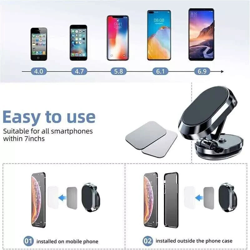 Supporto Magnetico Auto per Smartphone Pieghevole Rotante 360°