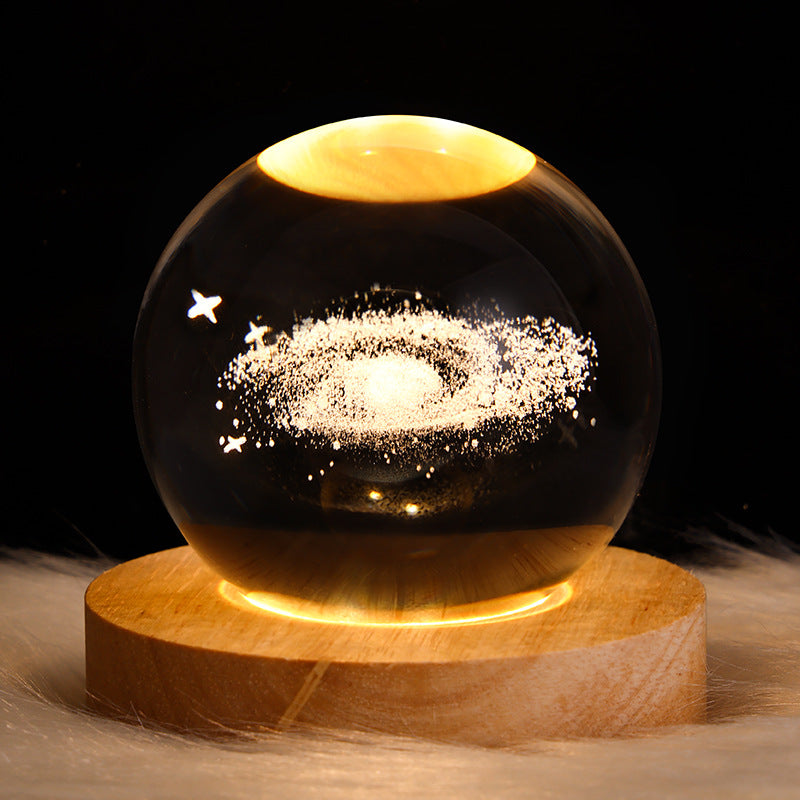 Lampada Notturna Galassia 3D in Cristallo - Pianeti Luna Sistema Solare LED