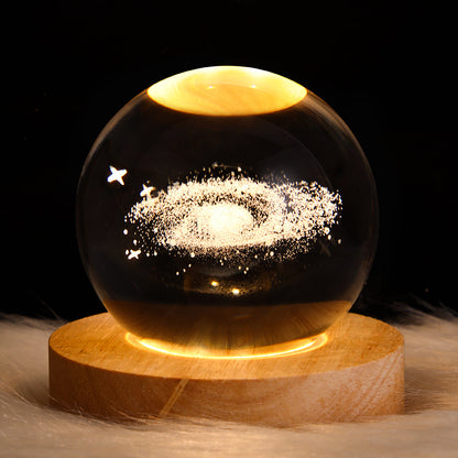 Lampada Notturna Galassia 3D in Cristallo - Pianeti Luna Sistema Solare LED