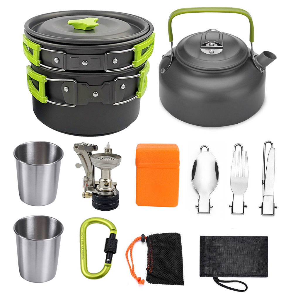 Set Pentole Camping Alluminio 2-3 Persone - Kit Cucina Outdoor Trekking