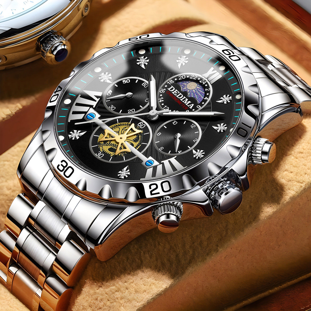 Orologio da Polso Uomo Business Quarzo - Impermeabile Luminoso con Cinturino Acciaio Inox