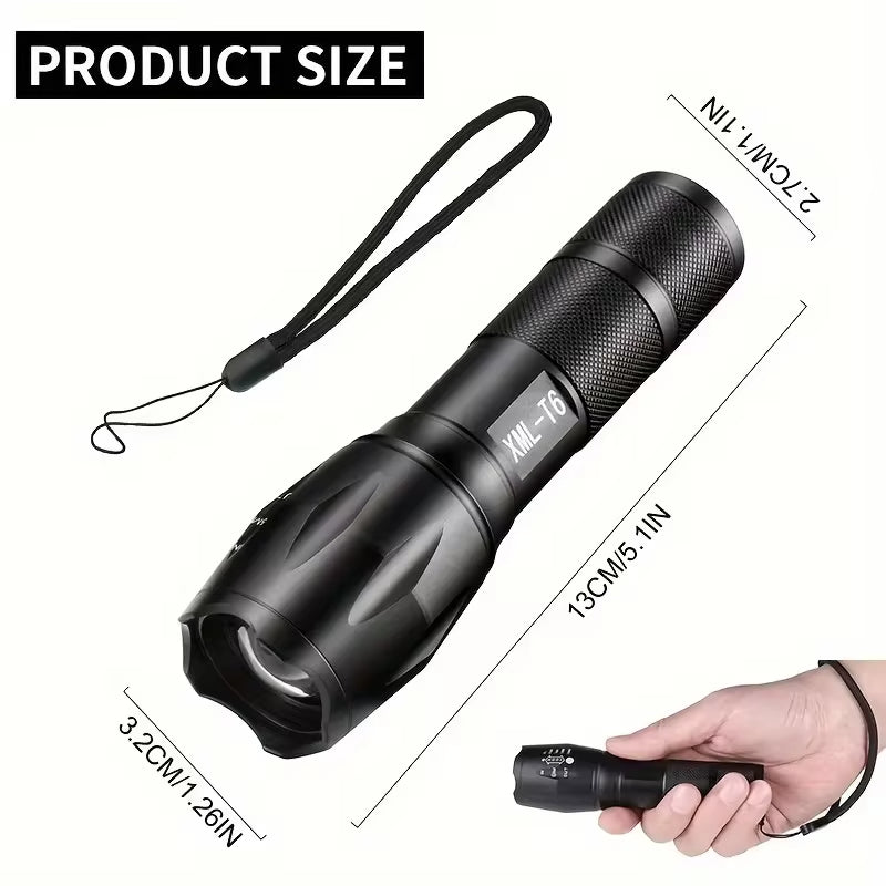 Torcia Tattica LED Professionale - Ultra Potente Zoom 5 Modalità Impermeabile